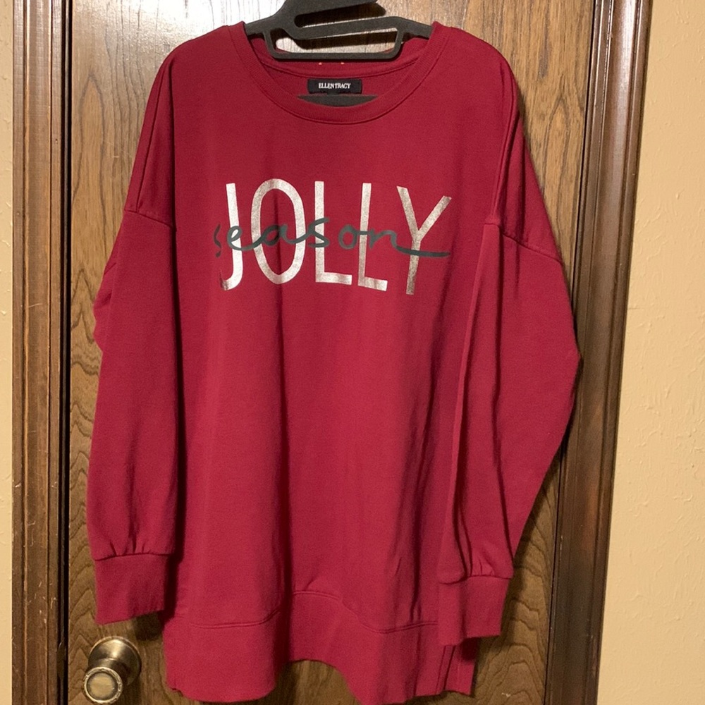 Ellen Tracy Soft Maroon Holiday Sweatshirt, XXL